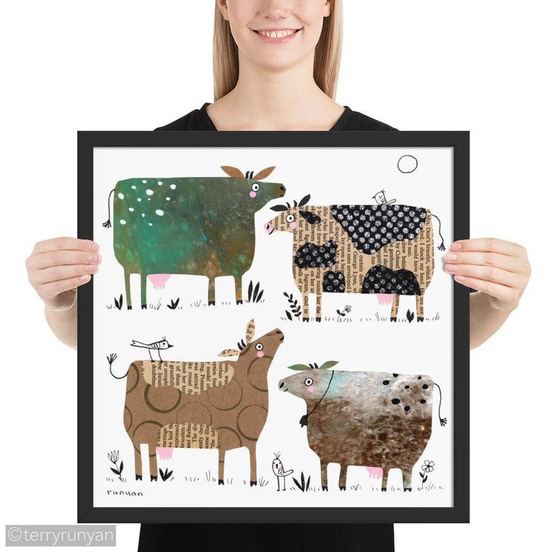 CUT PAPER COWS Framed Print-Framed Prints-Terry Runyan Creative-Terry Runyan Creative
