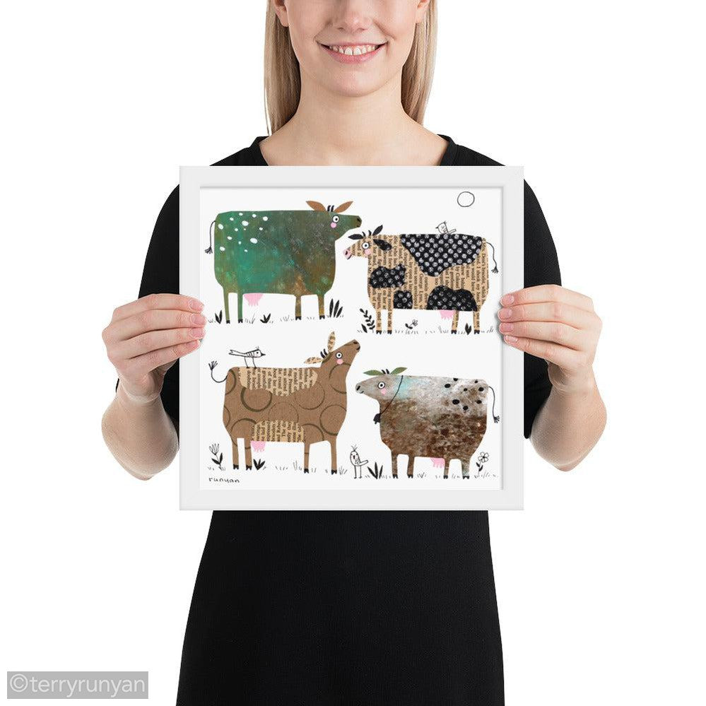 CUT PAPER COWS Framed Print-Framed Prints-Terry Runyan Creative-Terry Runyan Creative