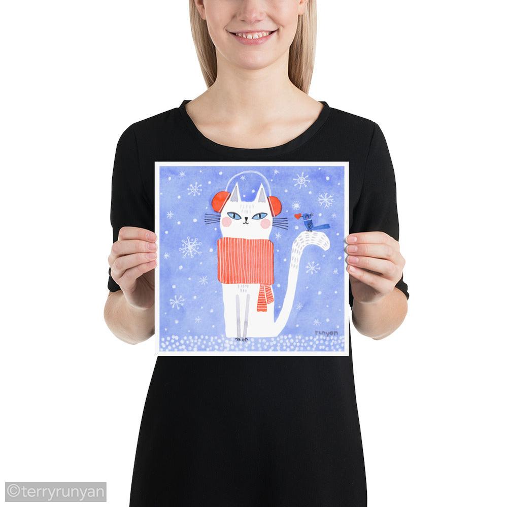 EARMUFF KITTY-Art Print-Terry Runyan Creative-Terry Runyan Creative