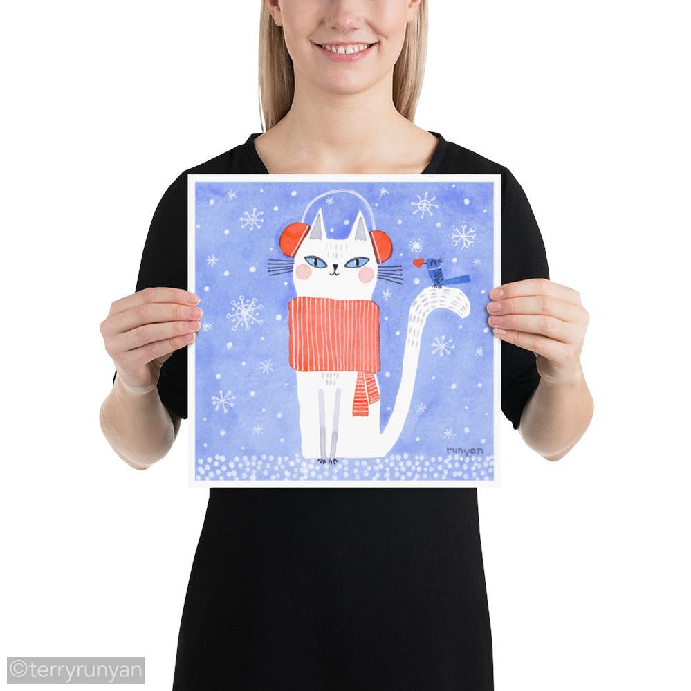 EARMUFF KITTY-Art Print-Terry Runyan Creative-Terry Runyan Creative