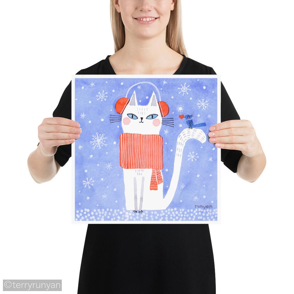 EARMUFF KITTY-Art Print-Terry Runyan Creative-Terry Runyan Creative