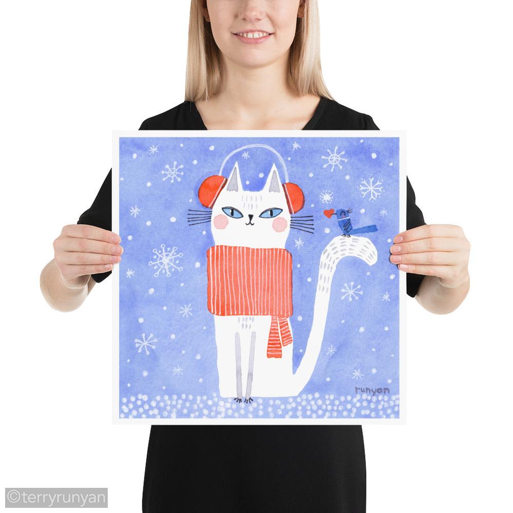 EARMUFF KITTY-Art Print-Terry Runyan Creative-Terry Runyan Creative