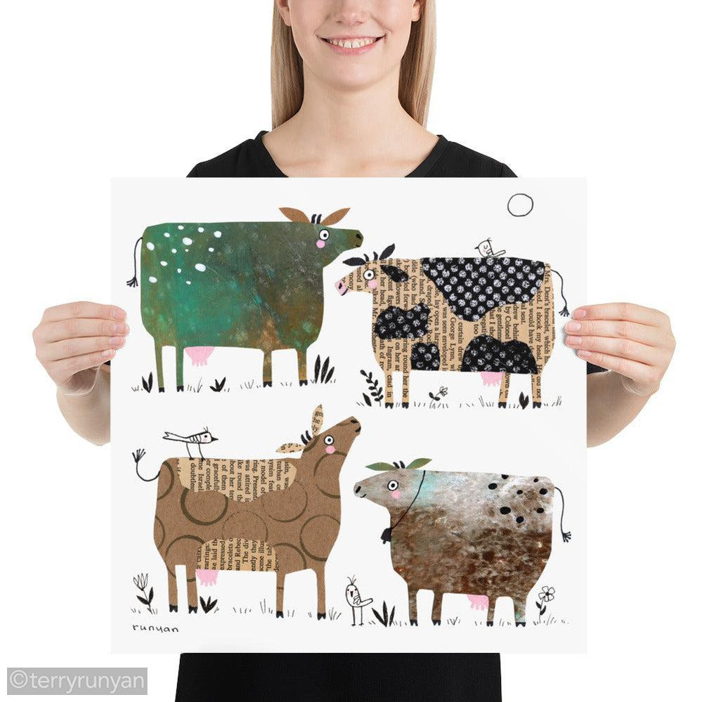 CUT PAPER COWS Art Print-Art Print-Terry Runyan Creative-Terry Runyan Creative