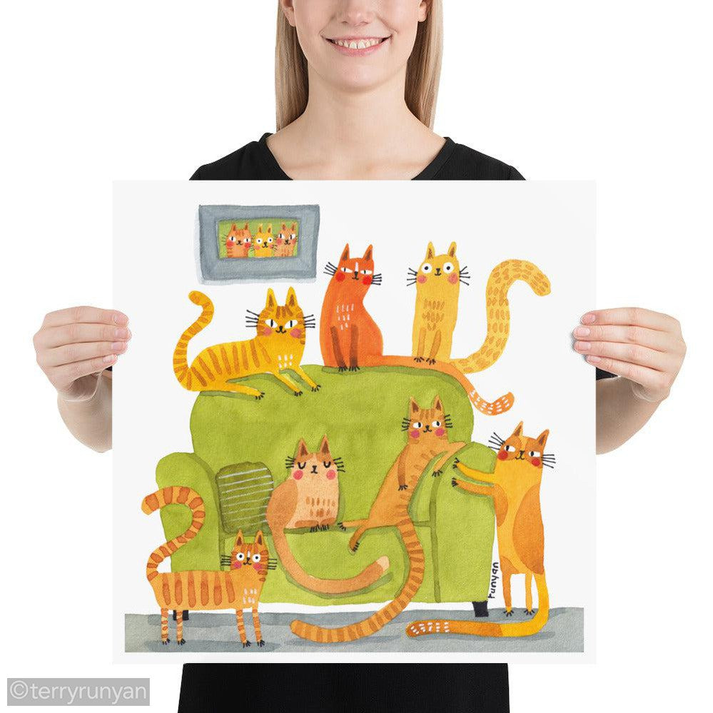 GINGER CAT LOVE-Art Print-Terry Runyan Creative-Terry Runyan Creative