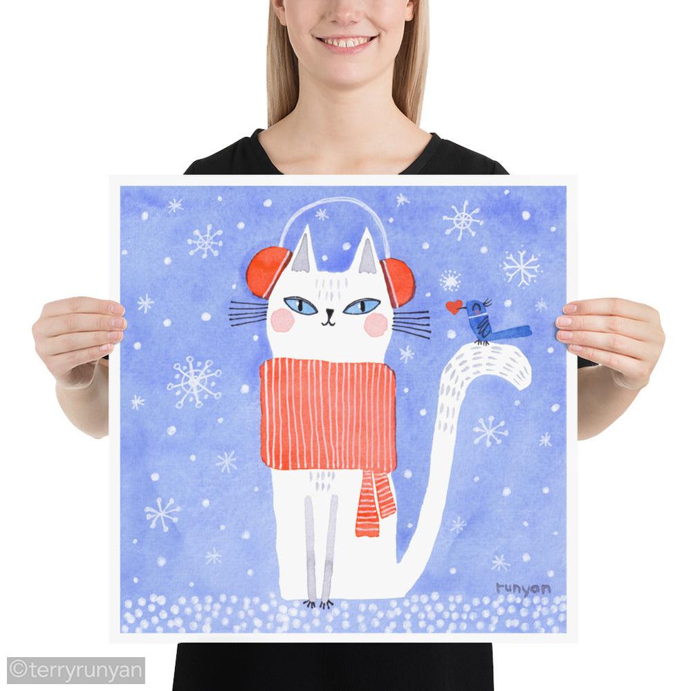 EARMUFF KITTY-Art Print-Terry Runyan Creative-Terry Runyan Creative