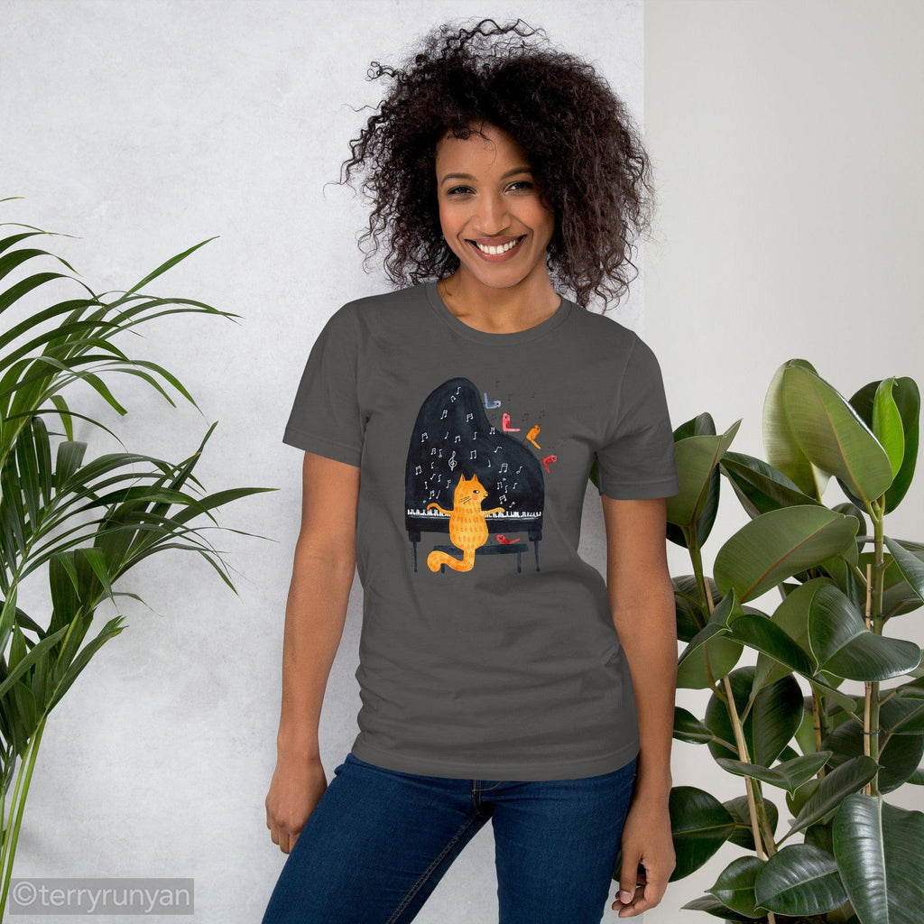 PIANO CAT Unisex t-shirt-T-Shirts-Terry Runyan Creative-Terry Runyan Creative