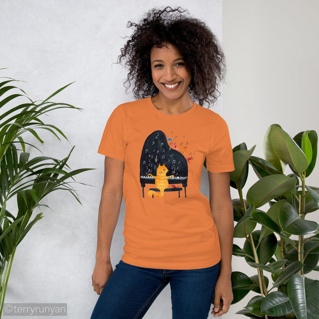 PIANO CAT Unisex t-shirt-T-Shirts-Terry Runyan Creative-Terry Runyan Creative
