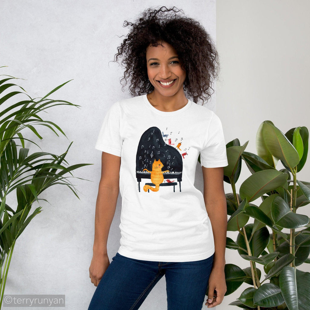 PIANO CAT Unisex t-shirt-T-Shirts-Terry Runyan Creative-Terry Runyan Creative