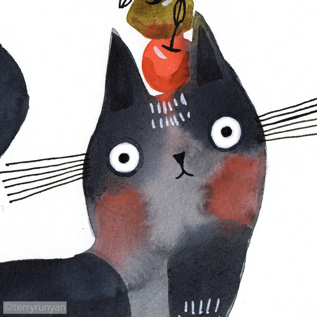 APPLE CAT-Original Artwork-Terry Runyan Creative-Terry Runyan Creative