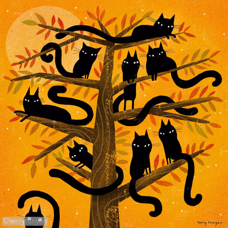 BLACK CAT TREE-Art Print-Terry Runyan Creative-Terry Runyan Creative