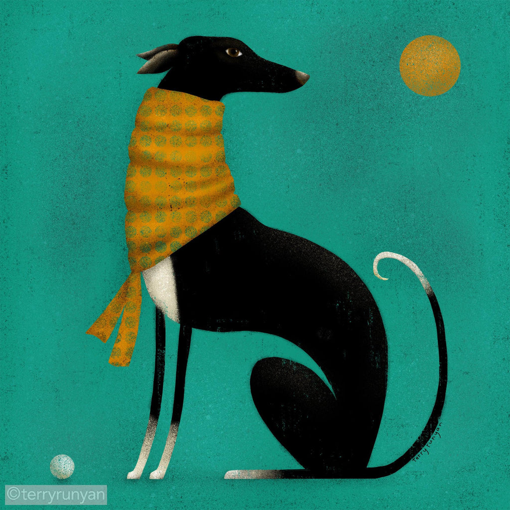 BLACK GREYHOUND-Art Print-Terry Runyan Creative-Terry Runyan Creative