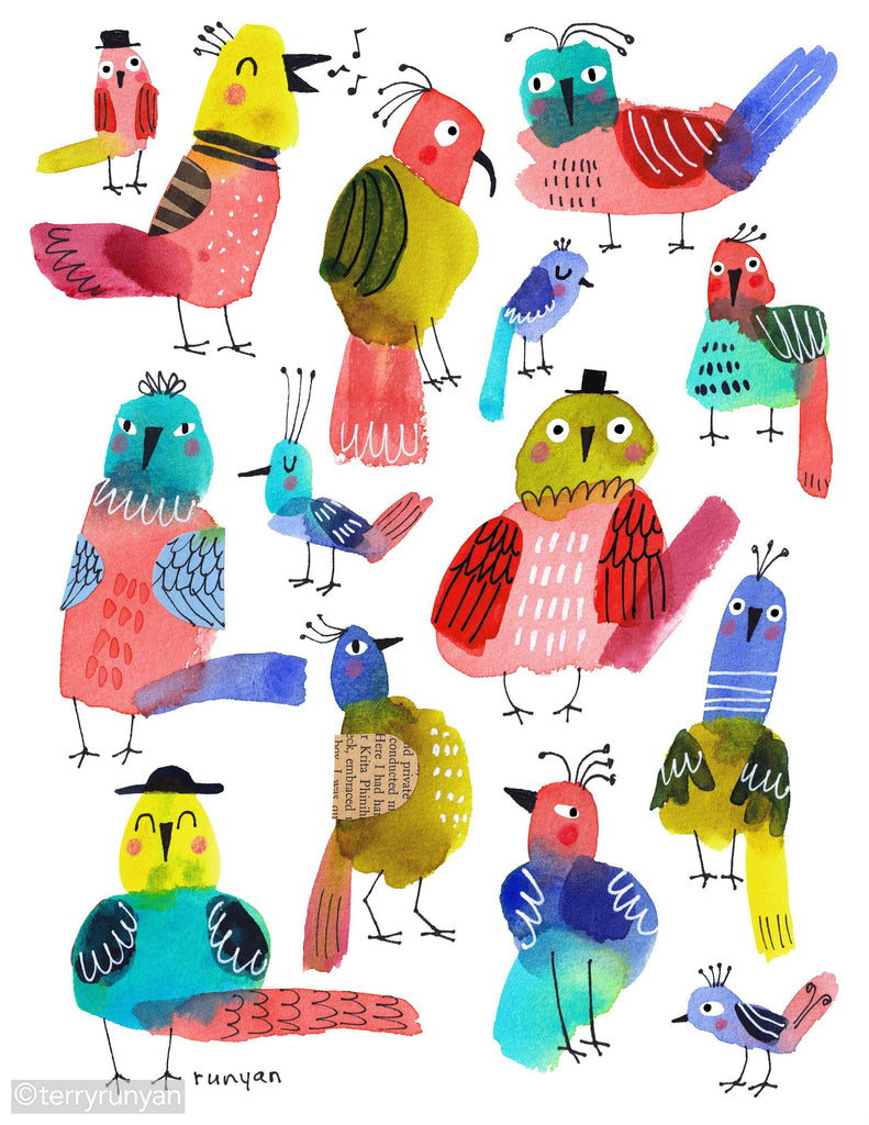 BLOB BIRDS 2-Art Print-Terry Runyan Creative-Terry Runyan Creative