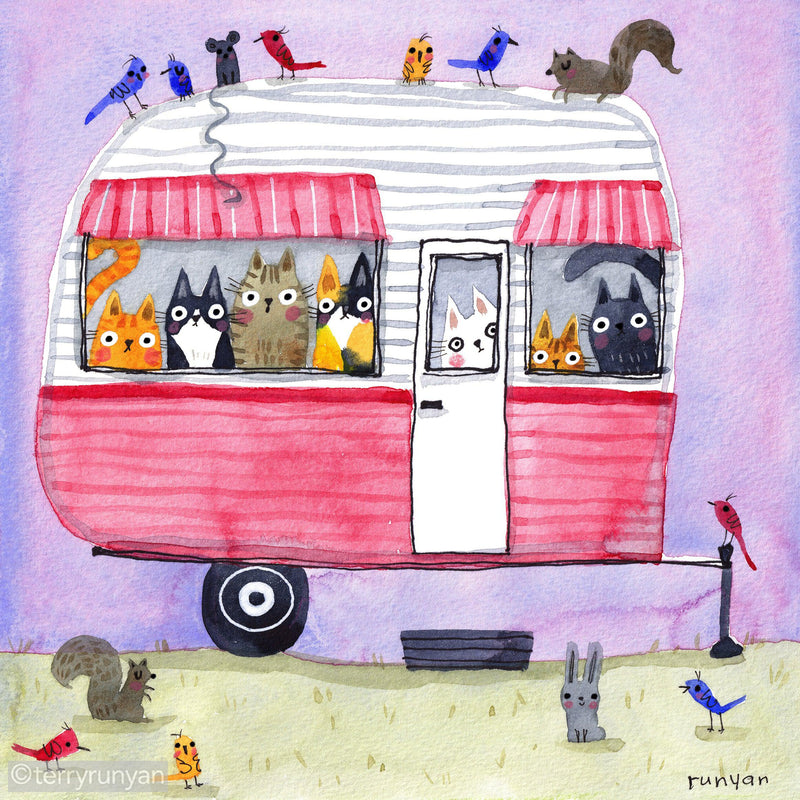 CAT CAMPER art print-Art Print-Terry Runyan Creative-Terry Runyan Creative