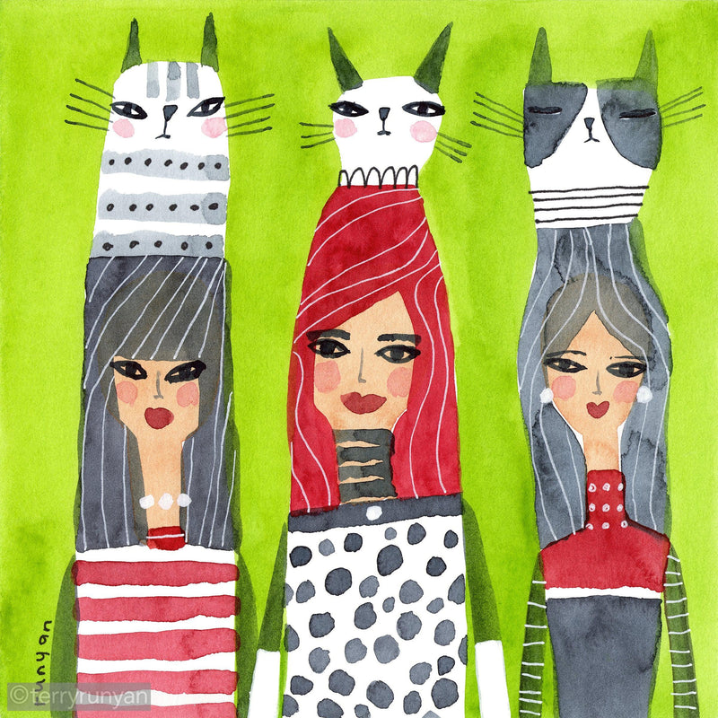 CAT HATS Canvas-Canvas Prints-Terry Runyan Creative-Terry Runyan Creative