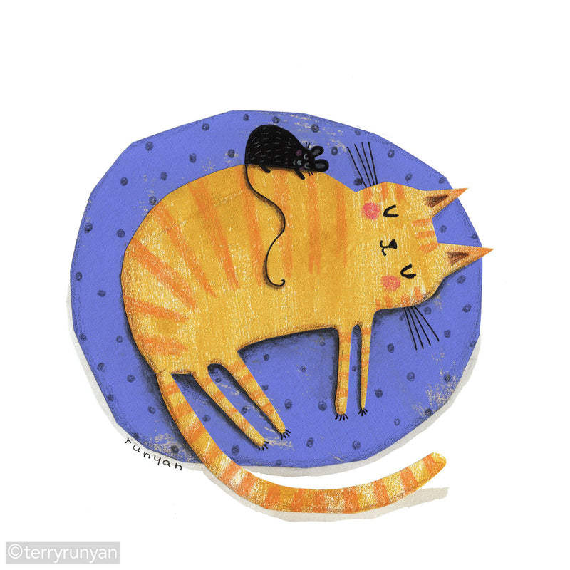 CAT NAP FRIEND-Original Artwork-Terry Runyan Creative-Terry Runyan Creative