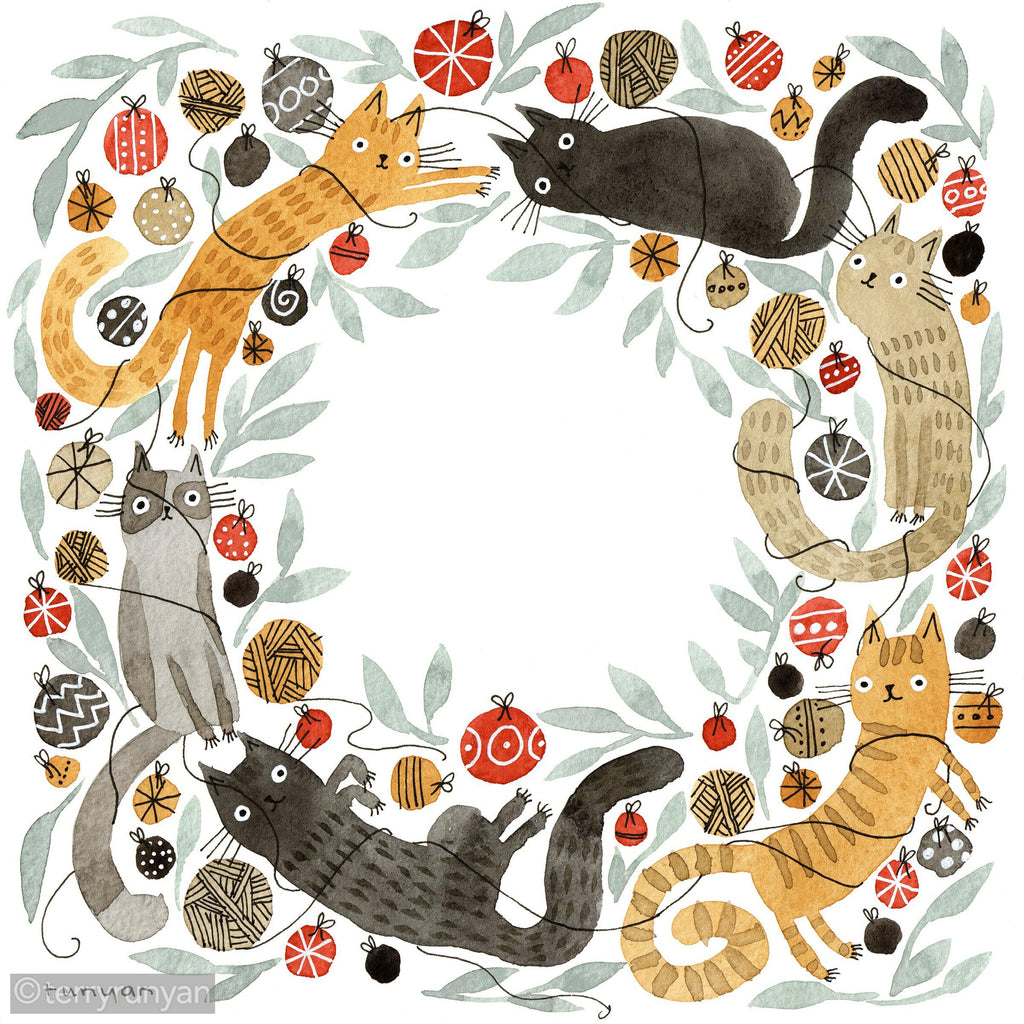 CAT WREATH-Art Print-Terry Runyan Creative-Terry Runyan Creative