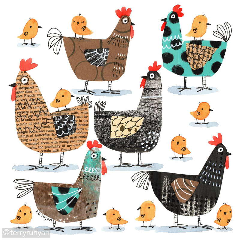 CHICKEN HERD-Art Print-Terry Runyan Creative-Terry Runyan Creative