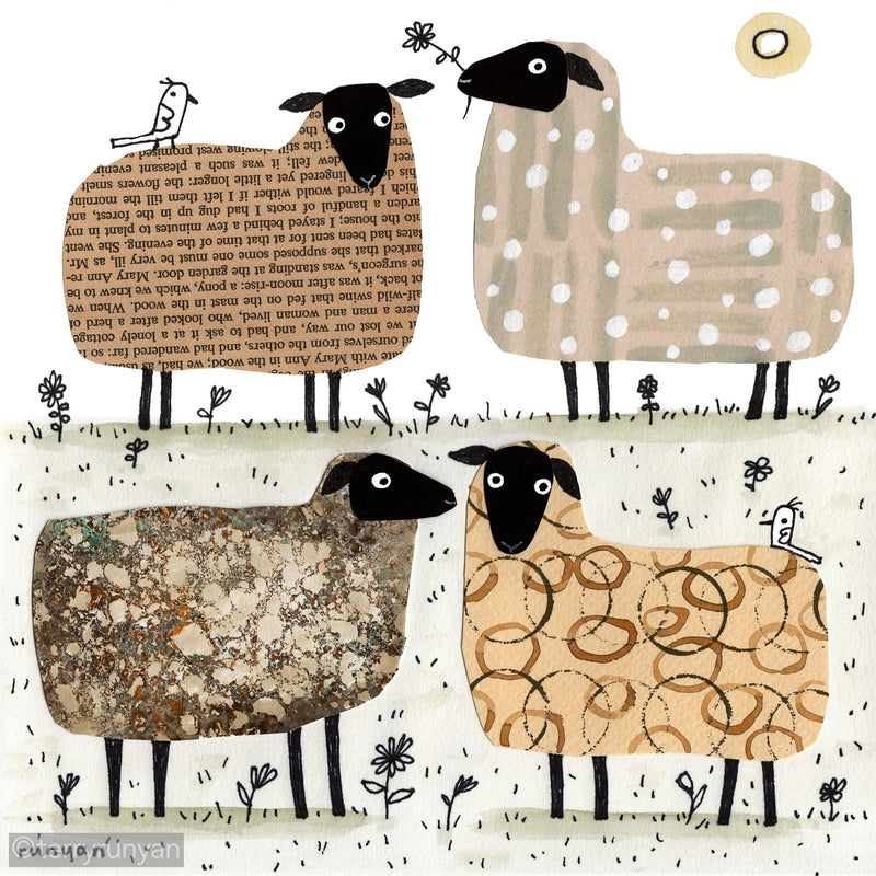 COLLAGE SHEEP-art print-Terry Runyan Creative-Terry Runyan Creative