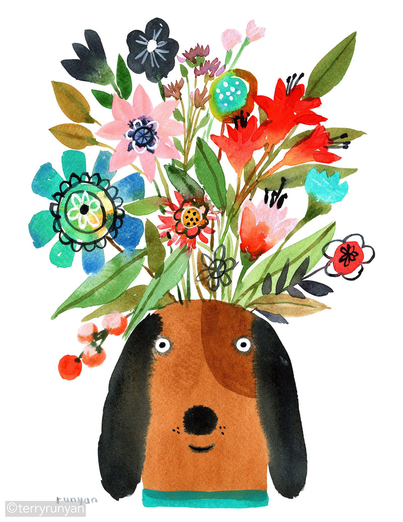FLOWER PUPPY-Art Print-Terry Runyan Creative-Terry Runyan Creative