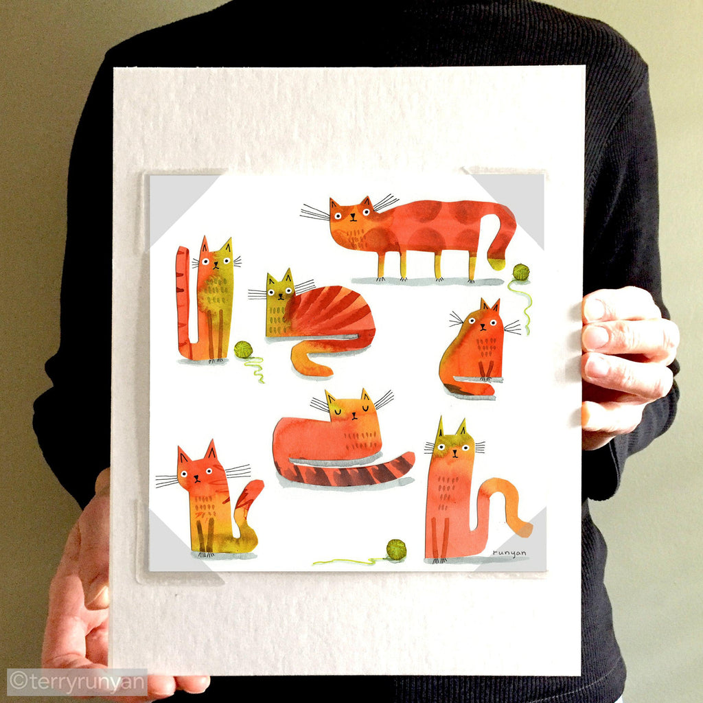 PAINTED PAPER CATS-Original Artwork-Terry Runyan Creative-Terry Runyan Creative