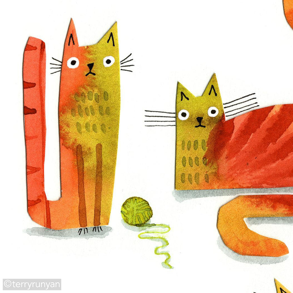 PAINTED PAPER CATS-Original Artwork-Terry Runyan Creative-Terry Runyan Creative