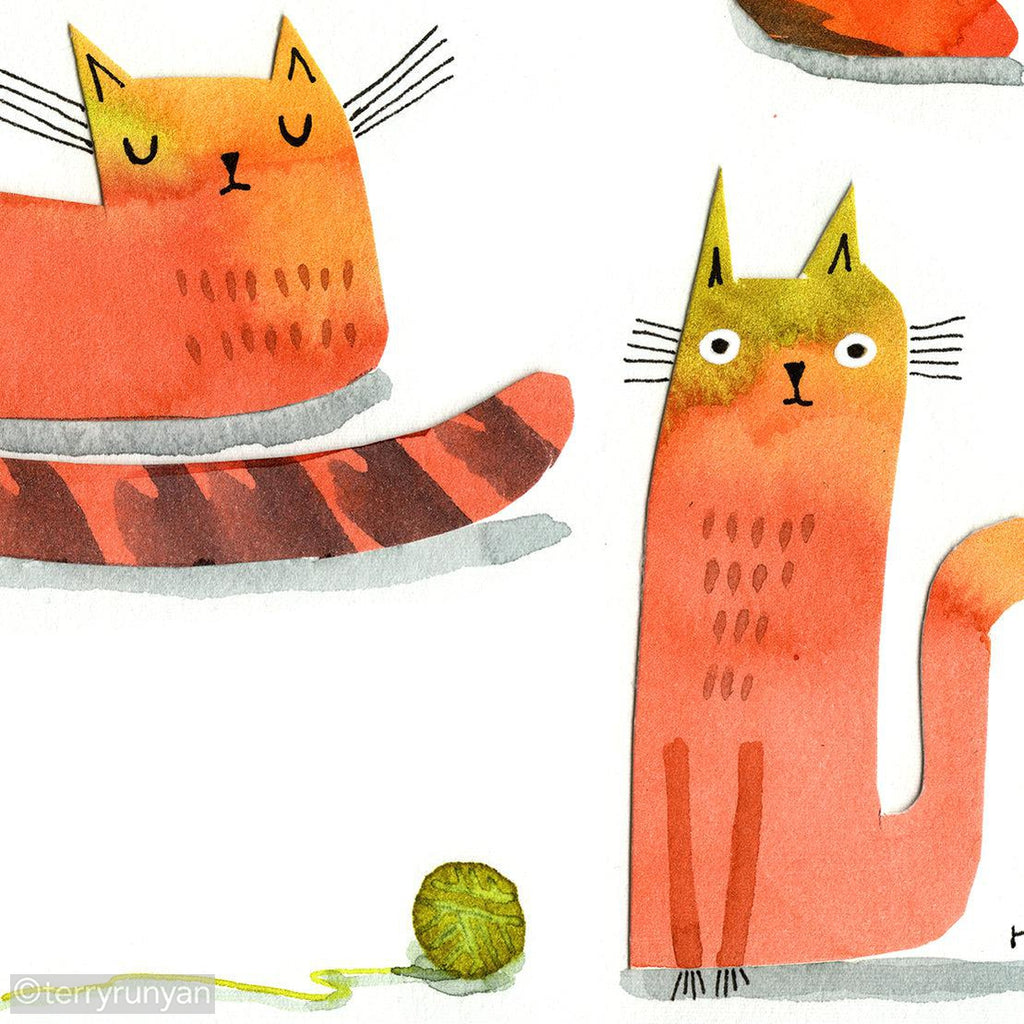 PAINTED PAPER CATS-Original Artwork-Terry Runyan Creative-Terry Runyan Creative
