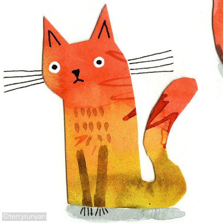 PAINTED PAPER CATS-Original Artwork-Terry Runyan Creative-Terry Runyan Creative