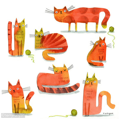 PAINTED PAPER CATS-Original Artwork-Terry Runyan Creative-Terry Runyan Creative