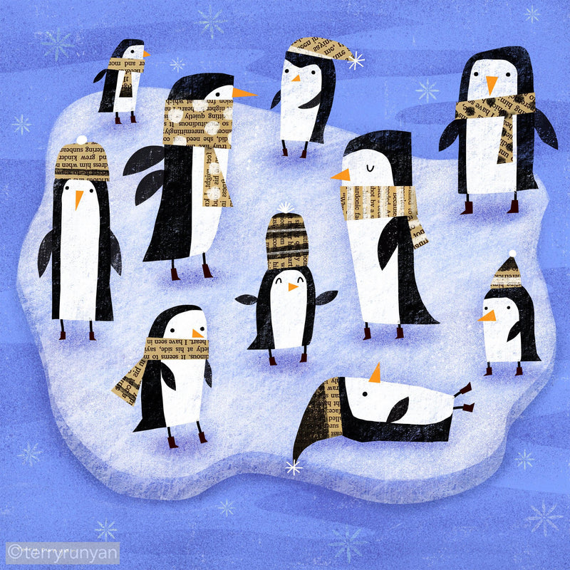 PRINTED PAPER PENGUINS-Art Print-Terry Runyan Creative-Terry Runyan Creative