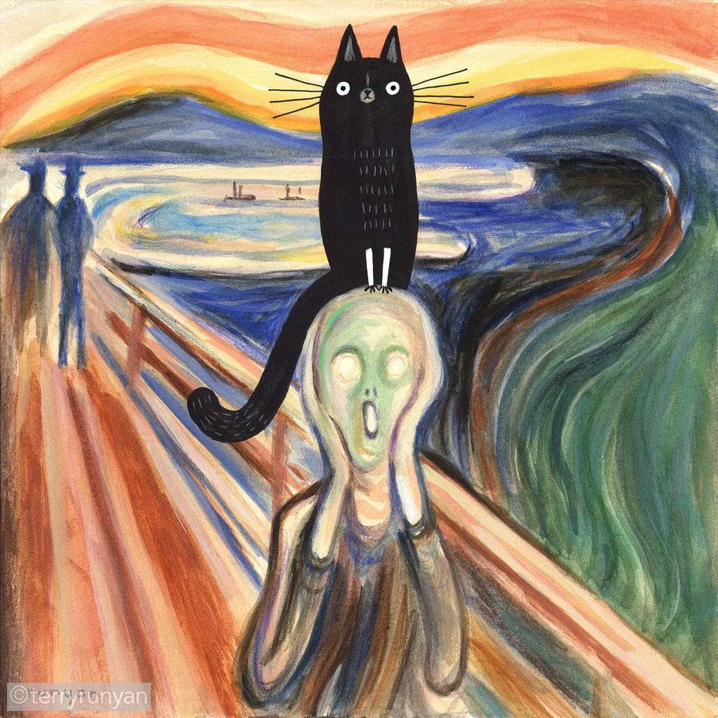 THE SCREAM & CAT-Art Print-Terry Runyan Creative-Terry Runyan Creative