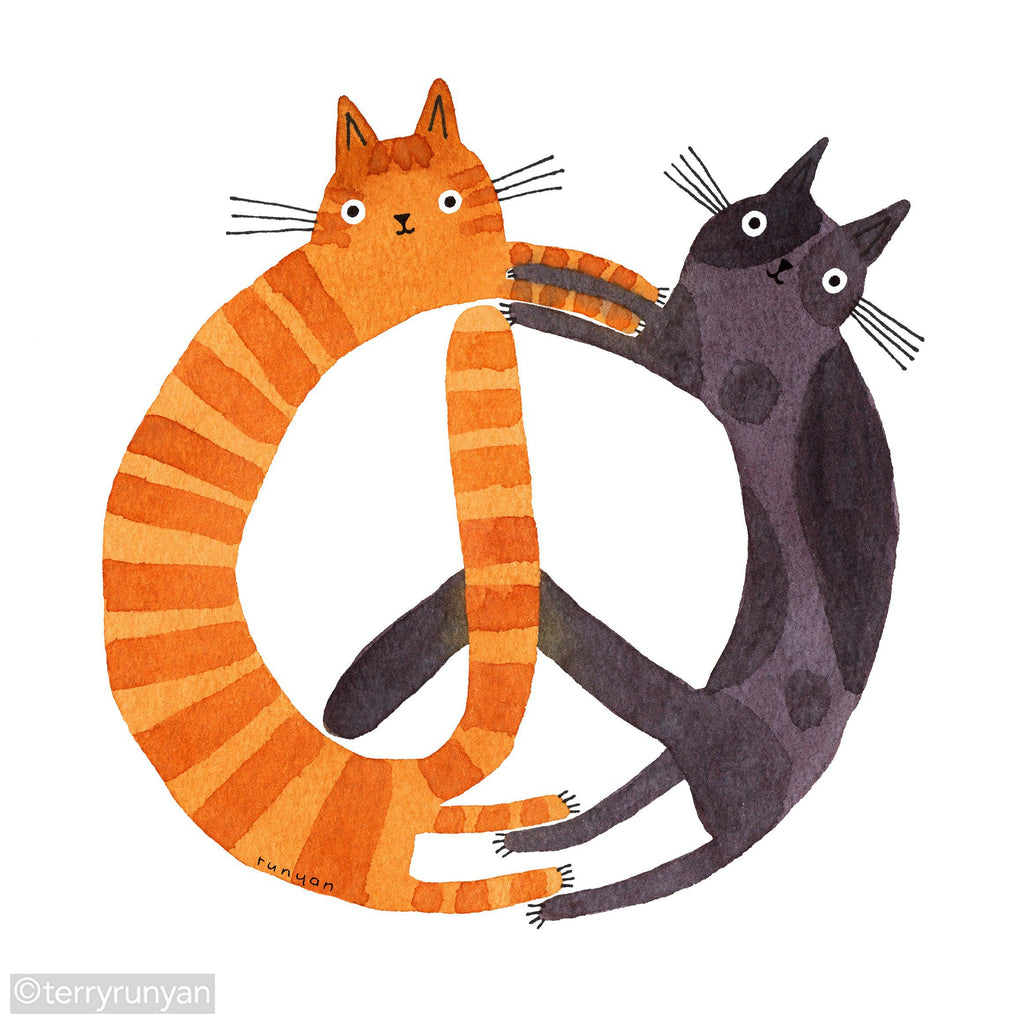 WORLD PEACE CATS-Art Print-Terry Runyan Creative-Terry Runyan Creative