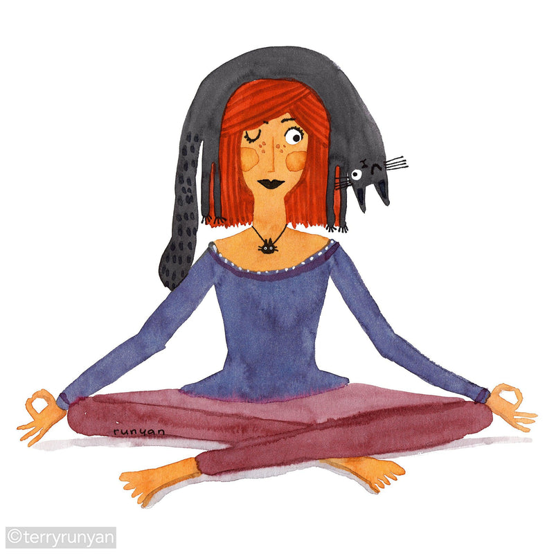 YOGA CAT HAT-Art Print-Terry Runyan Creative-Terry Runyan Creative
