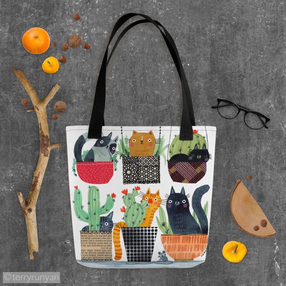 HOUSE CAT PLANTS Tote bag-Tote Bags-Terry Runyan Creative-Terry Runyan Creative