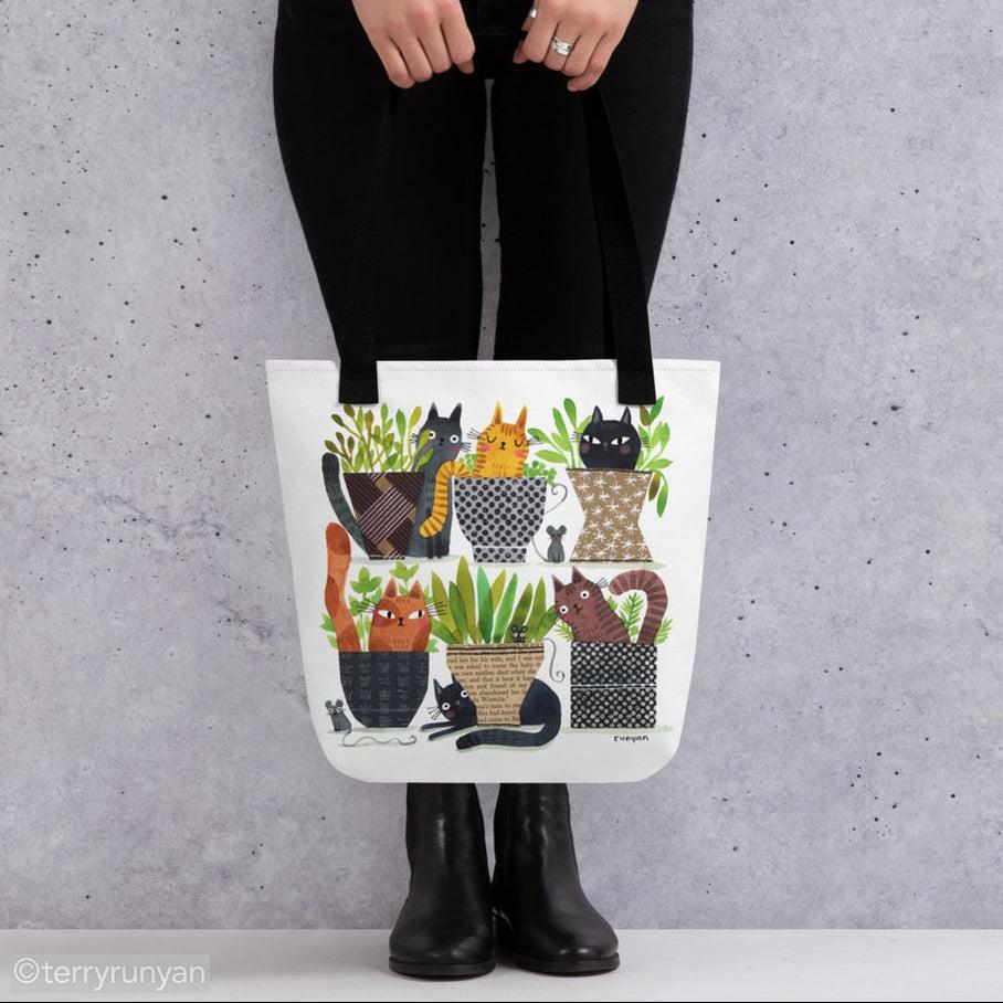 PATTERNED POTS Tote bag-Tote Bag-Terry Runyan Creative-Terry Runyan Creative