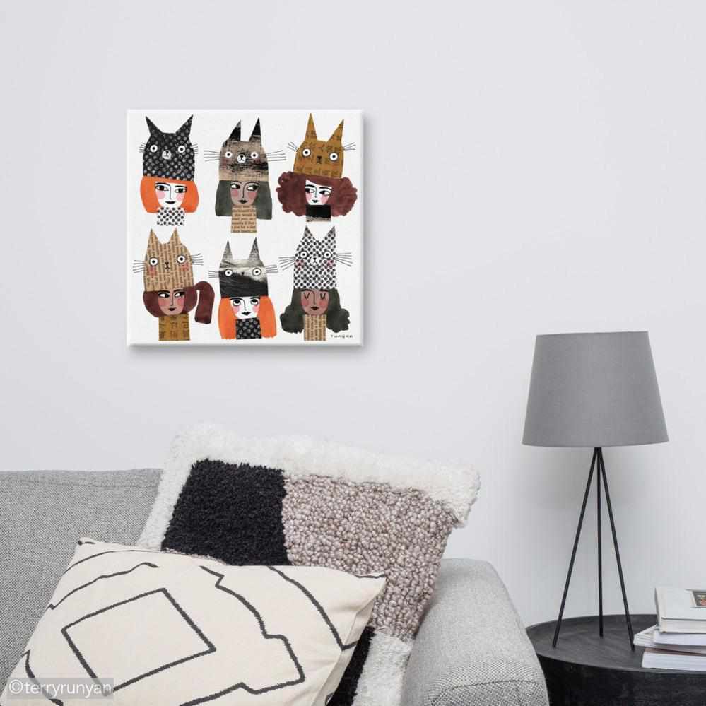 WINTER CAT HAT Canvas-Canvas Prints-Terry Runyan Creative-Terry Runyan Creative