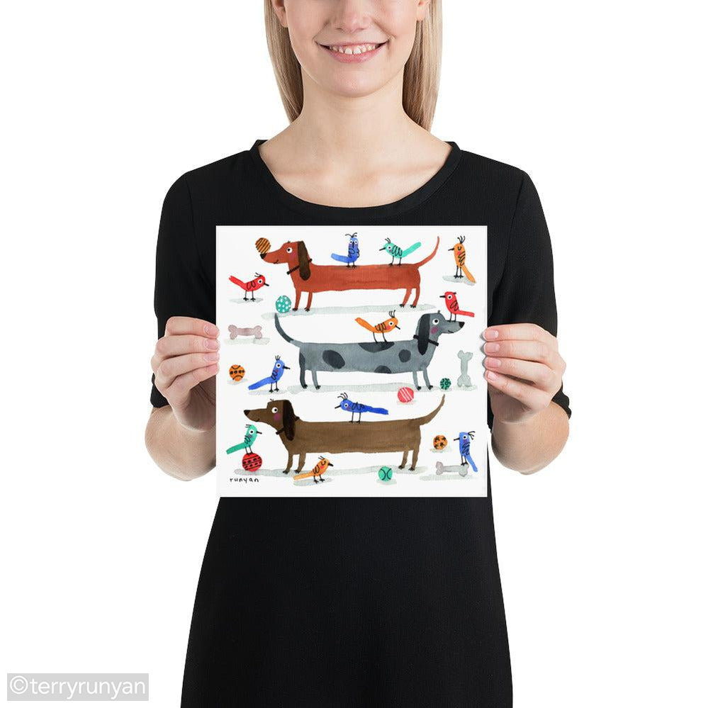 DOXIES & BIRDS-Art Print-Terry Runyan Creative-Terry Runyan Creative