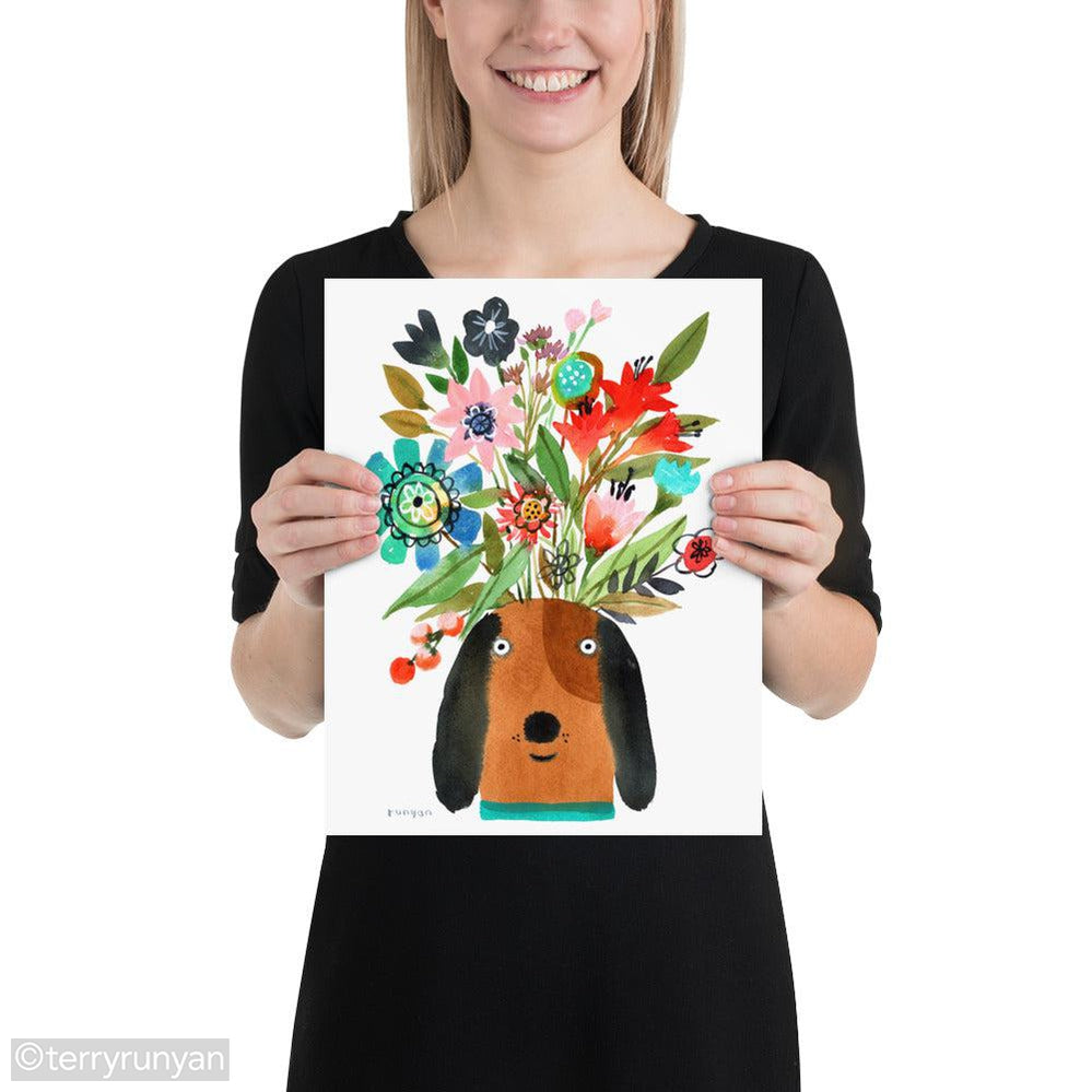 FLOWER PUPPY-Art Print-Terry Runyan Creative-Terry Runyan Creative