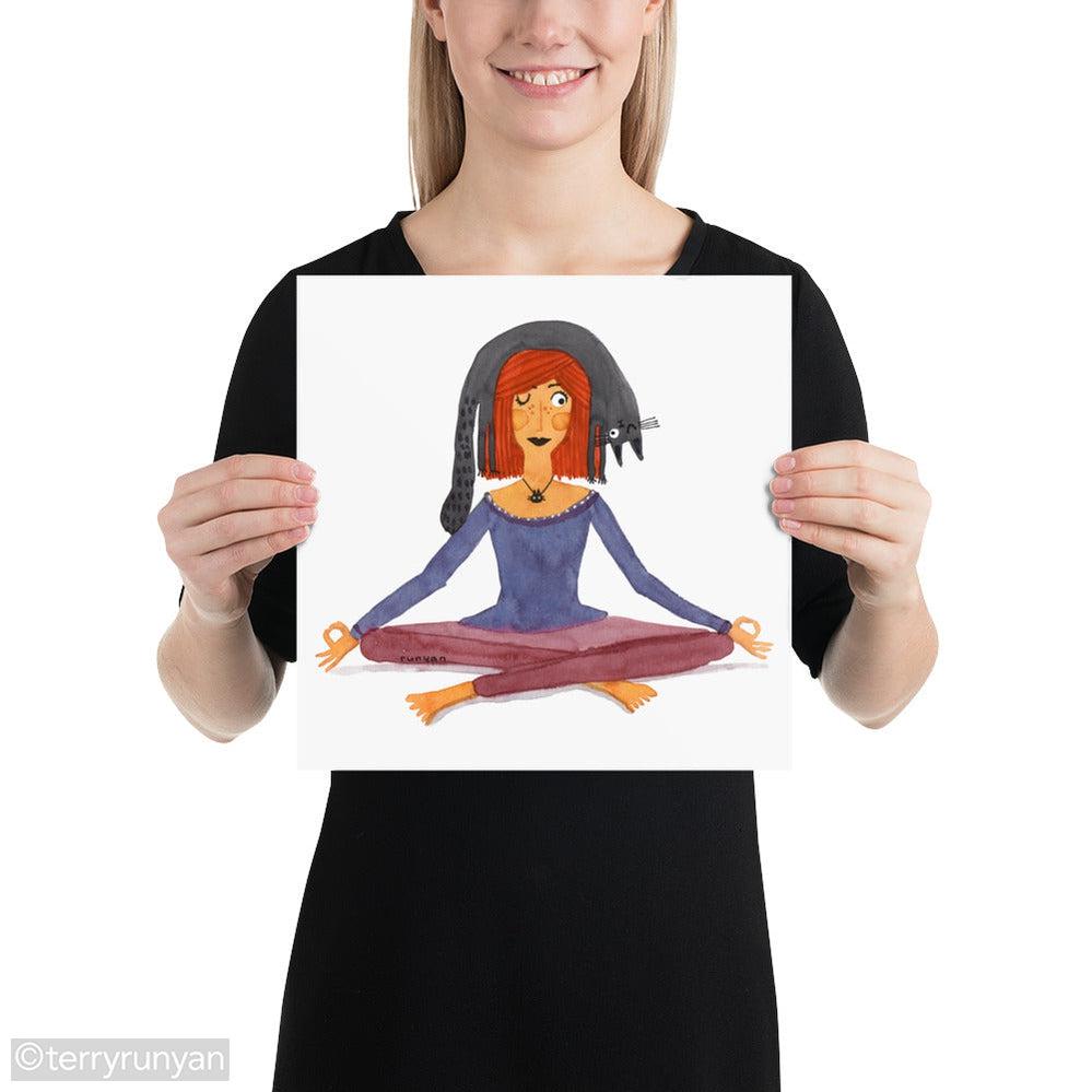 YOGA CAT HAT-Art Print-Terry Runyan Creative-Terry Runyan Creative
