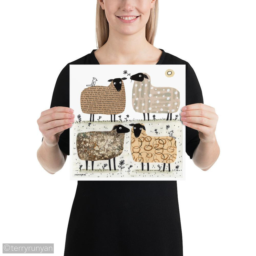 COLLAGE SHEEP-art print-Terry Runyan Creative-Terry Runyan Creative