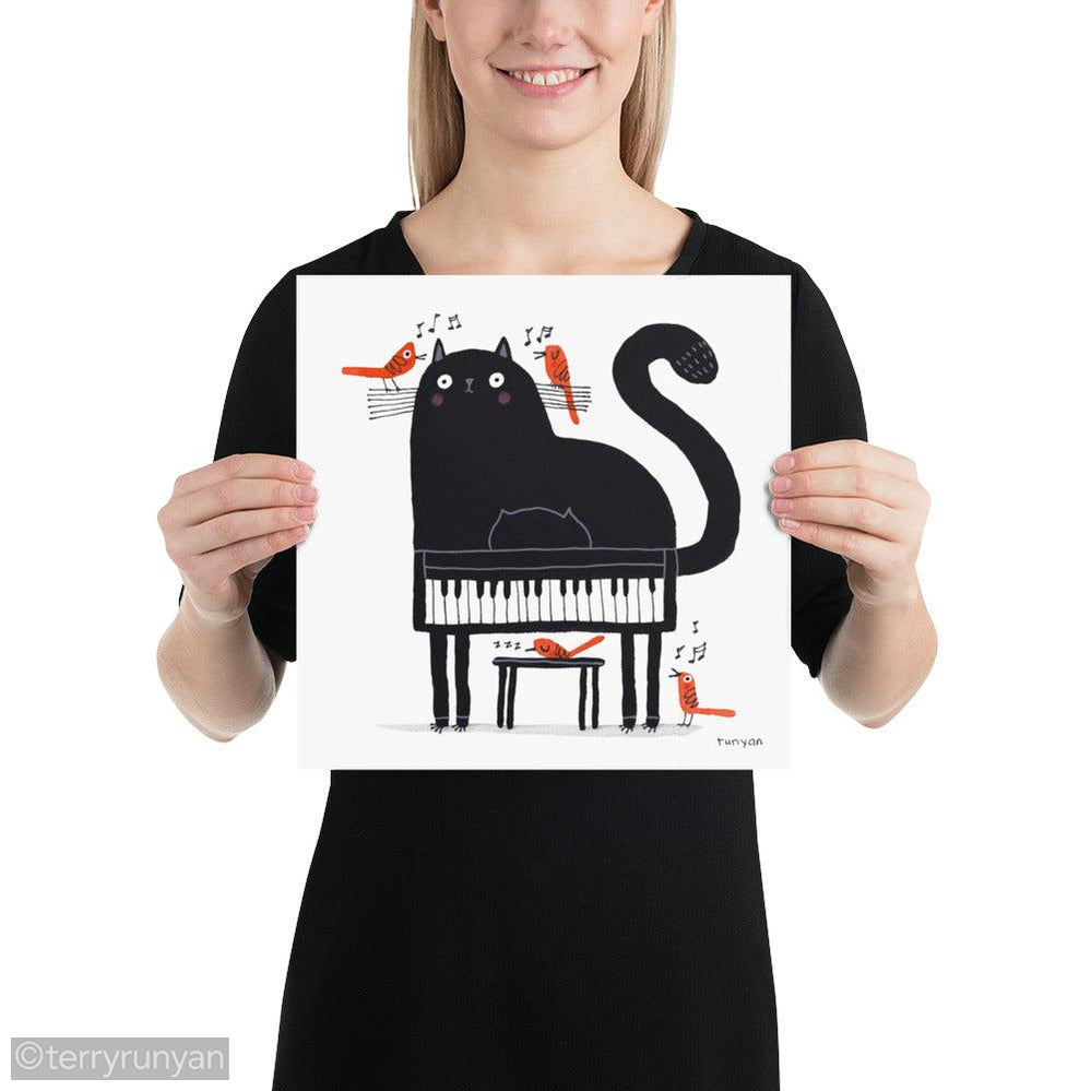 PIANO CAT 2-Art Print-Terry Runyan Creative-Terry Runyan Creative