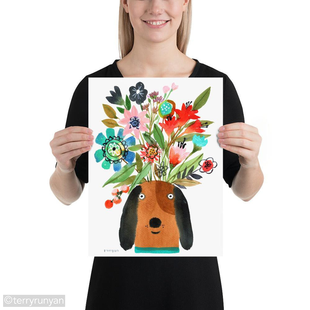 FLOWER PUPPY-Art Print-Terry Runyan Creative-Terry Runyan Creative