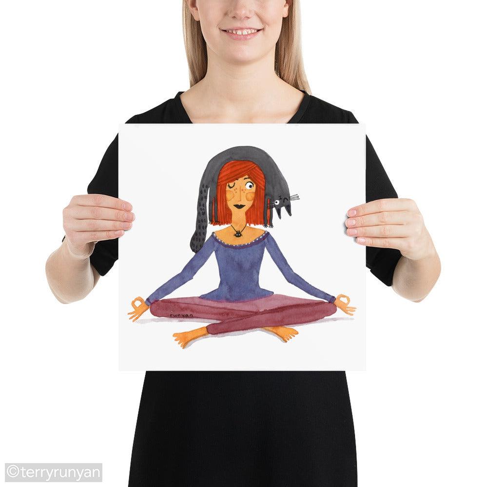 YOGA CAT HAT-Art Print-Terry Runyan Creative-Terry Runyan Creative