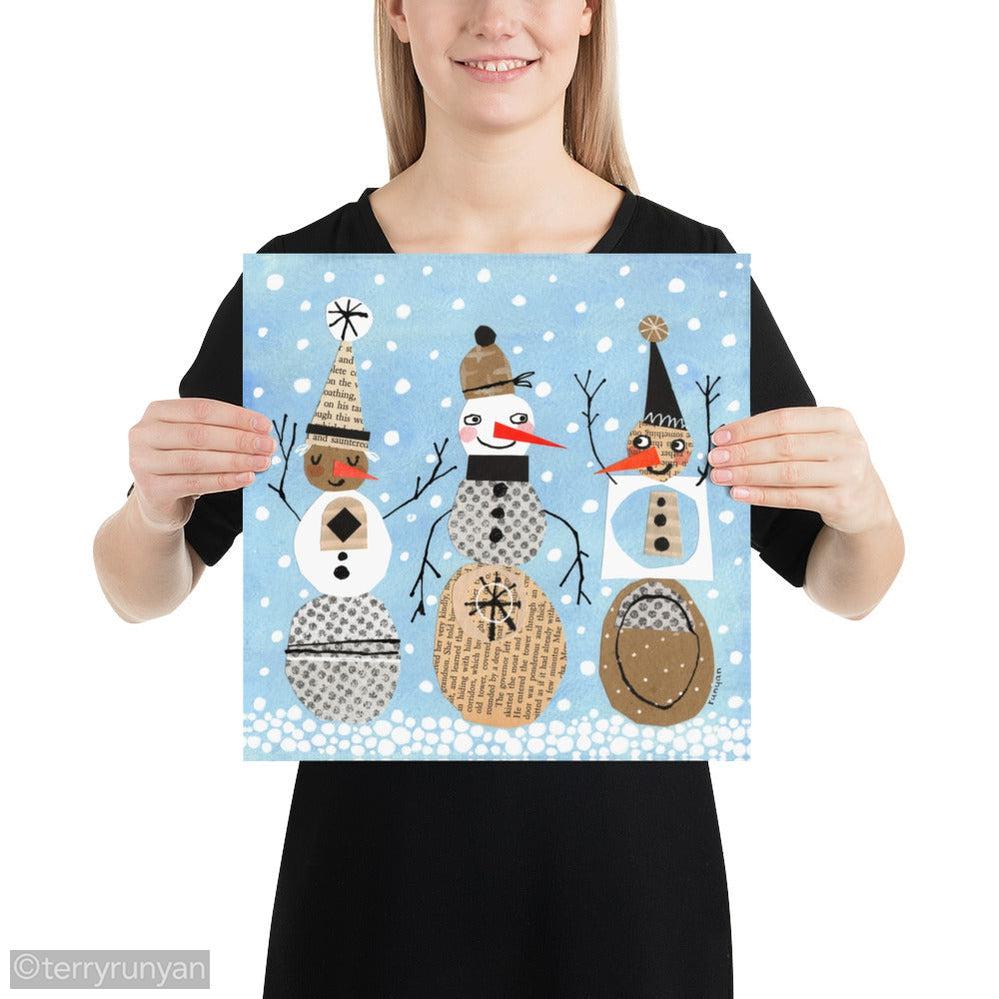 PAPER SNOW PEOPLE-art print-Terry Runyan Creative-Terry Runyan Creative