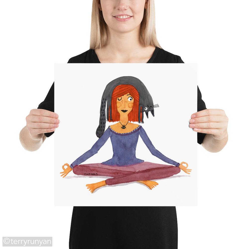 YOGA CAT HAT-Art Print-Terry Runyan Creative-Terry Runyan Creative