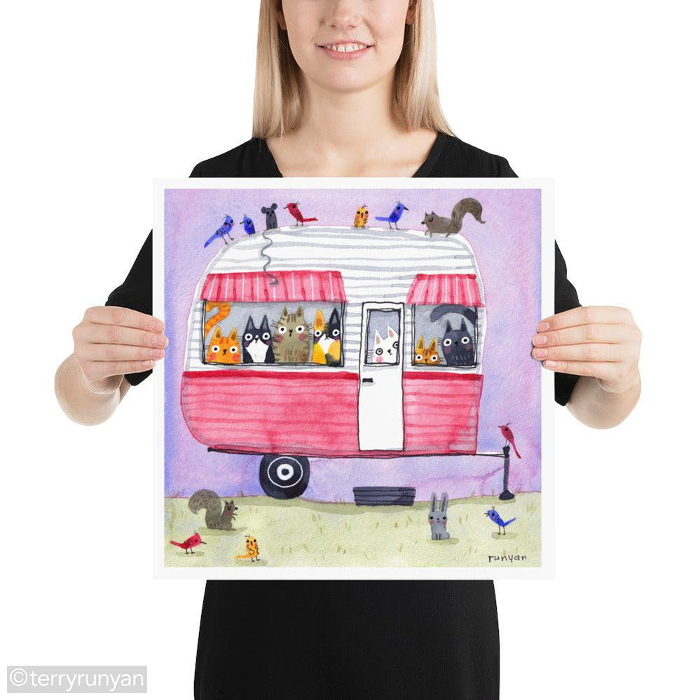 CAT CAMPER art print-Art Print-Terry Runyan Creative-Terry Runyan Creative