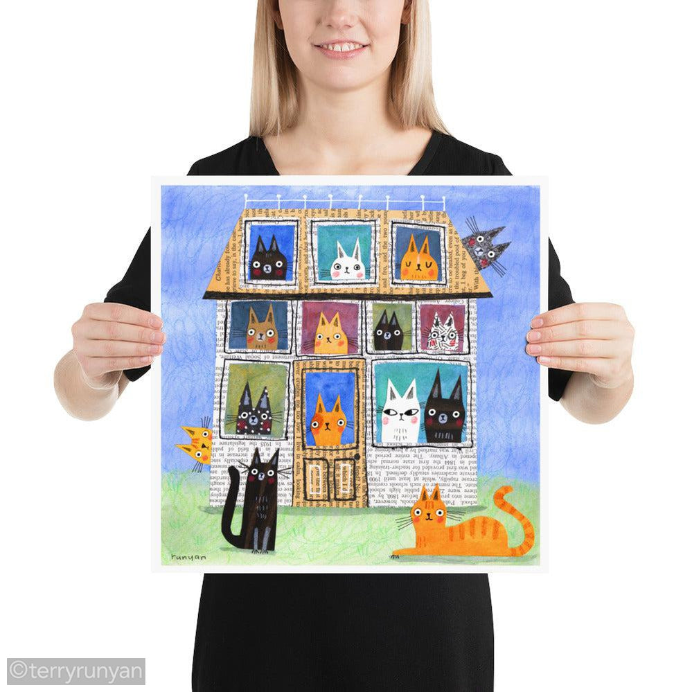 PAPER CAT HOUSE-Art Print-Terry Runyan Creative-Terry Runyan Creative