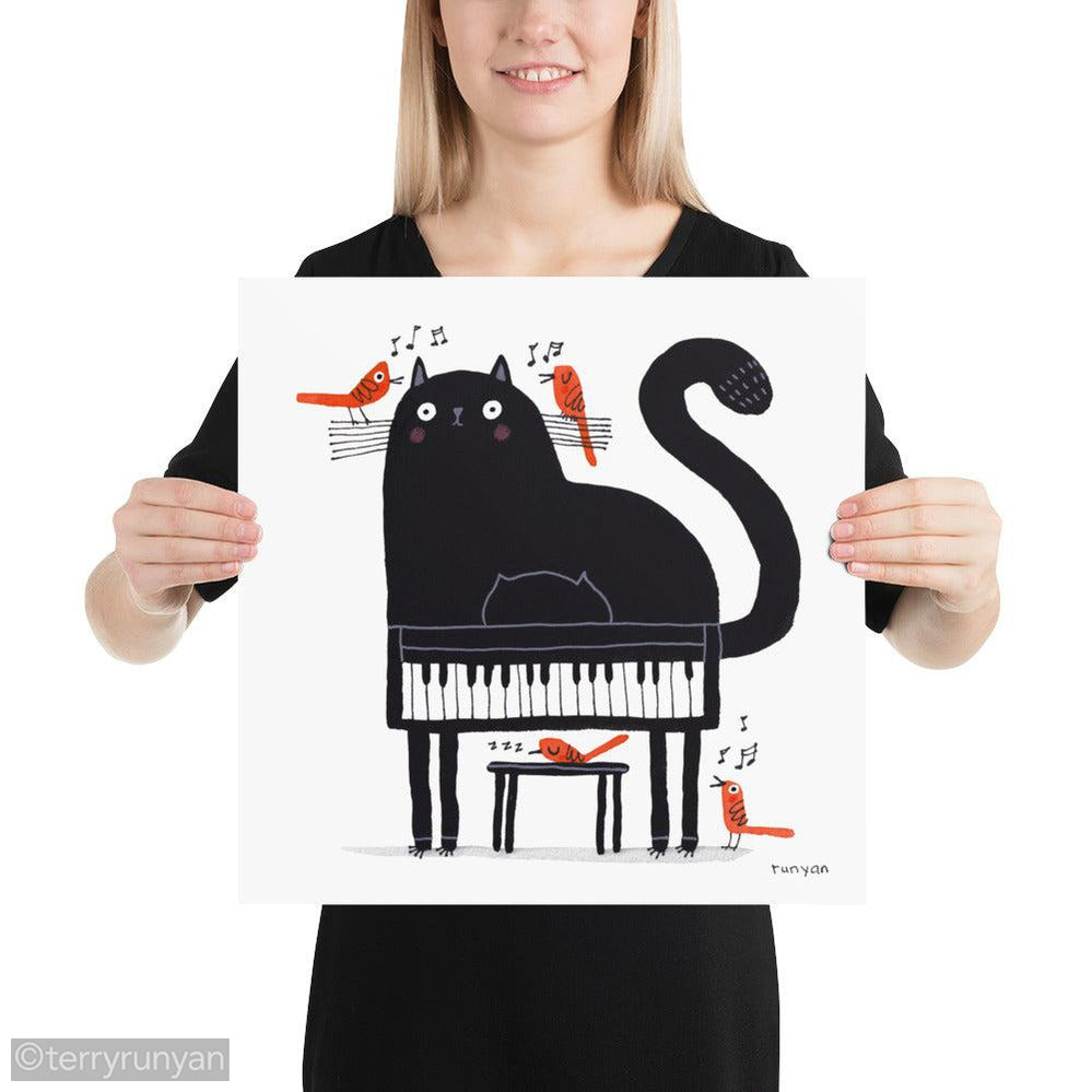 PIANO CAT 2-Art Print-Terry Runyan Creative-Terry Runyan Creative