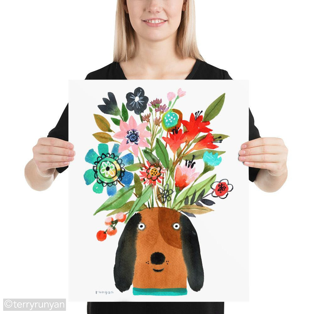 FLOWER PUPPY-Art Print-Terry Runyan Creative-Terry Runyan Creative