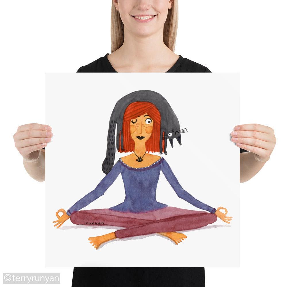 YOGA CAT HAT-Art Print-Terry Runyan Creative-Terry Runyan Creative