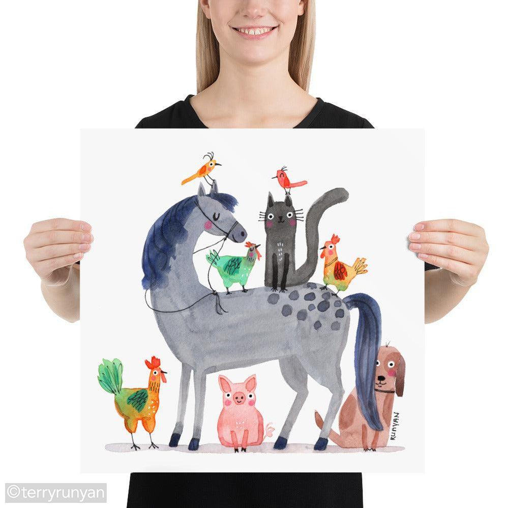 FARM ANIMAL FRIENDS-Art Print-Terry Runyan Creative-Terry Runyan Creative